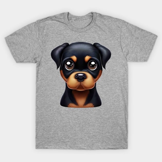 Playful Rottweiler Pup T-Shirt by Art By Mojo